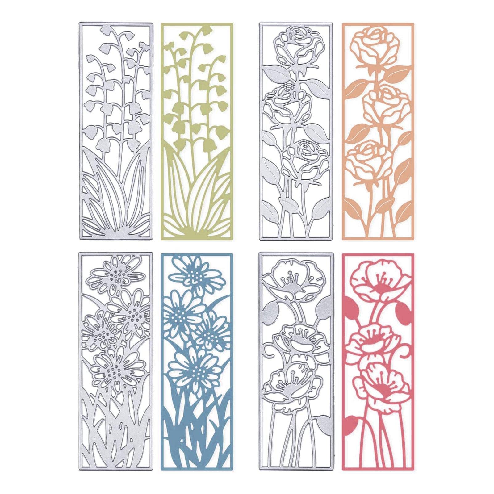 4 Pcs Flower Frame Metal Cutting Die Embossing Template for DIY Scrapbooking, Card Making, Bookmarks, and 3D Floral Decorations – Perfect for Wedding Invitations, Journals, and Home Craft Projects