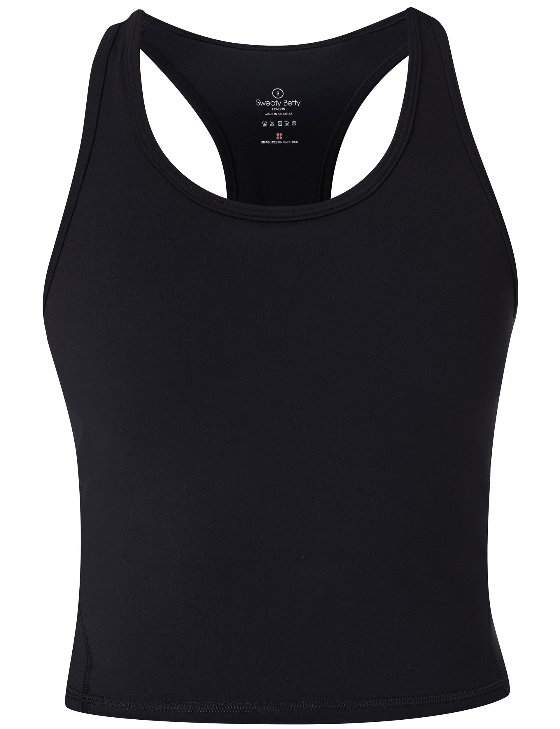 Power Medium Impact Crop Gym Tank - Black | High-Performance Workout Top for Women | Perfect for Yoga, Running & Fitness Training