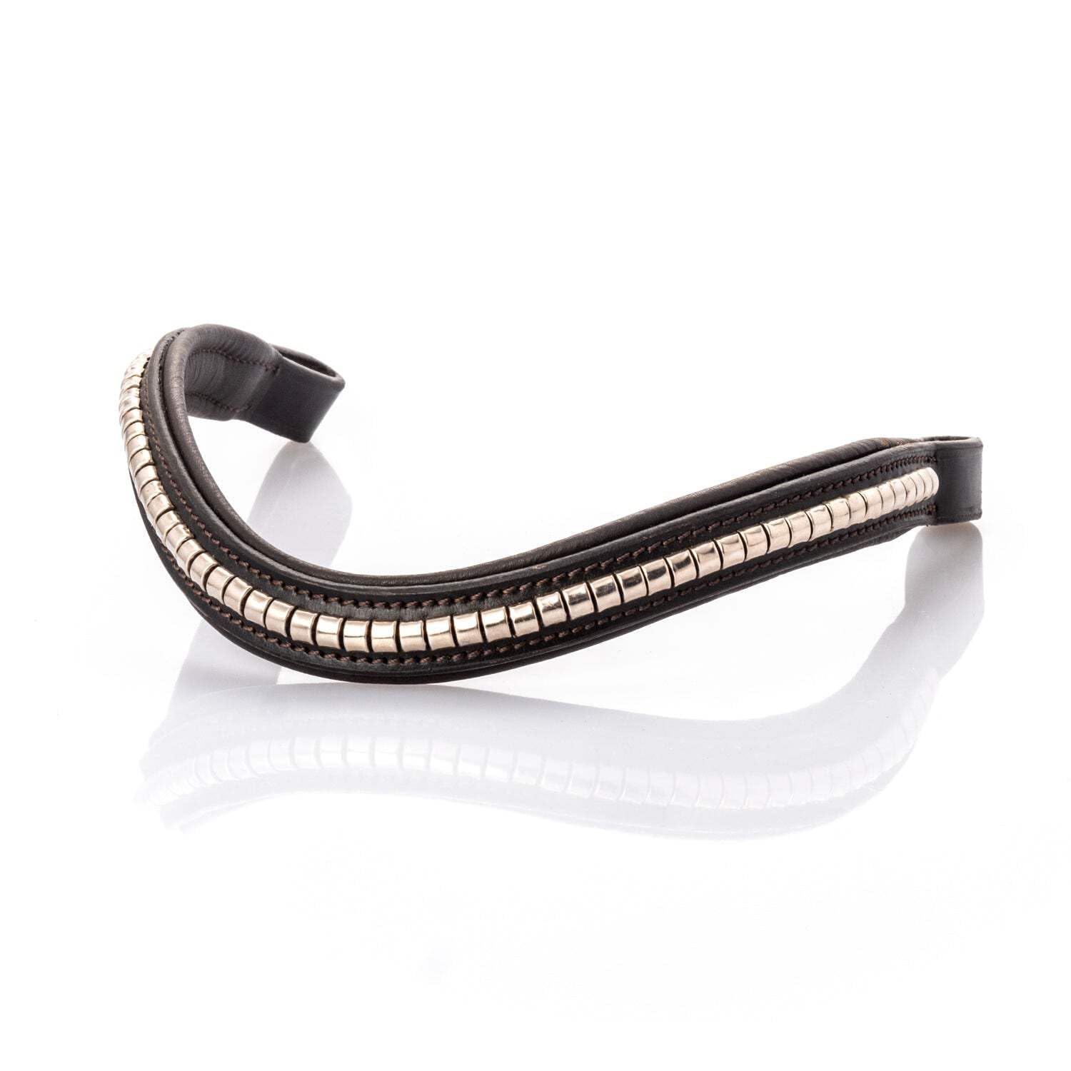 Stainless Steel Clincher Wave Gel Browband - Havana Brown for Equestrian Riding & Horse Training | Comfortable & Secure Fit for Dressage, Jumping & Trail Riding