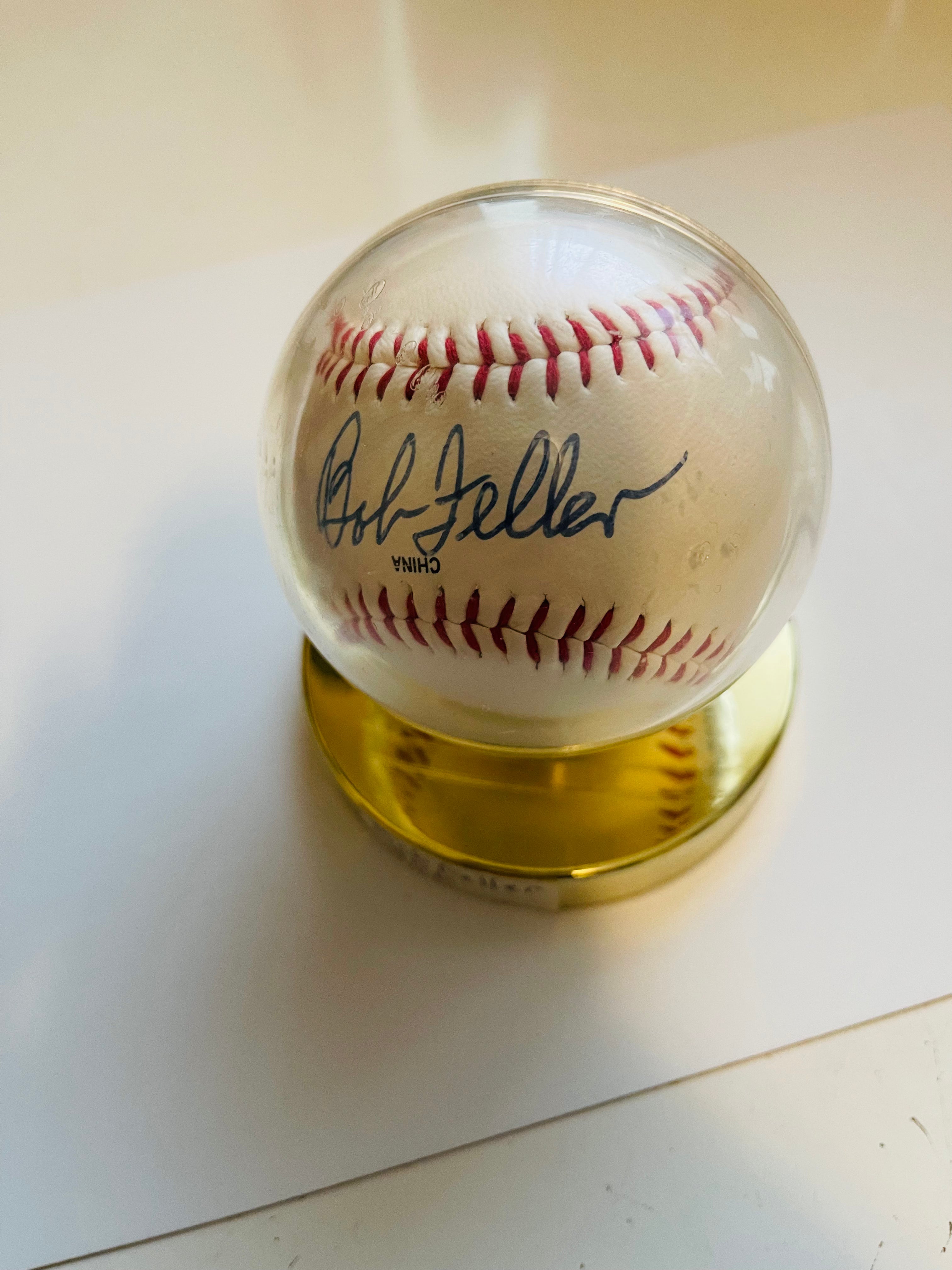 Authentic Bob Feller Autographed Baseball with COA & Display Case - Rare Collectible for Sports Memorabilia Fans & Baseball Enthusiasts - Perfect for Display, Gifts, and Investment