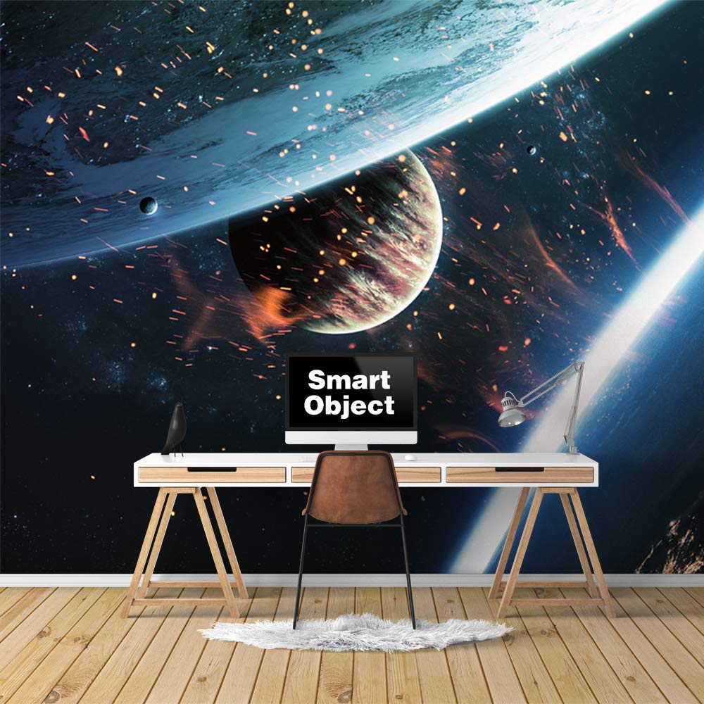 Removable Peel and Stick Wallpaper - Space Universe Planets Wall Mural for Bedroom (66x96 inches) | DIY Home Decor, Kids Room, Nursery, Dorm Room
