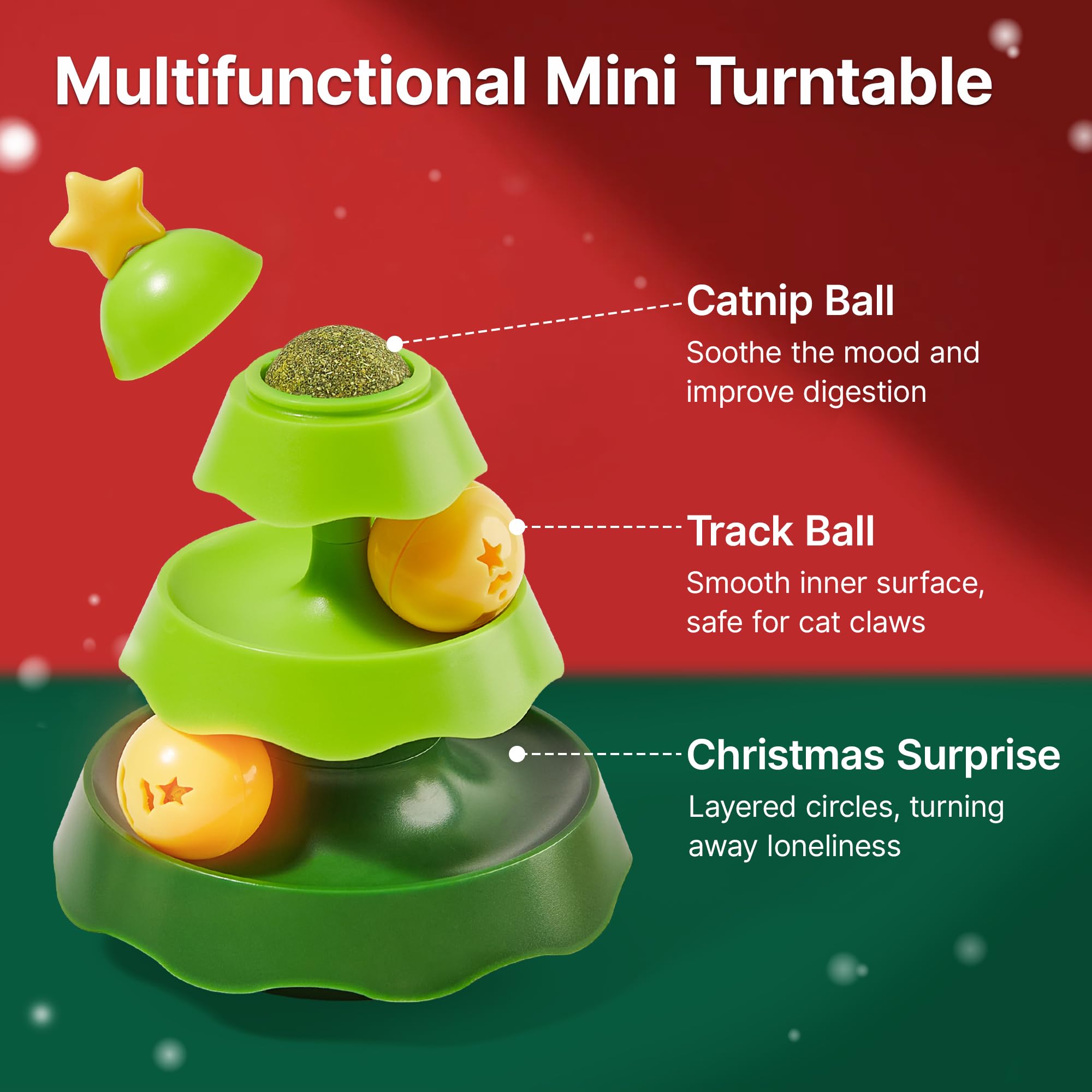 Potaroma Mini Cat Toys with Catnip - 2-Level Roller Turntable with 2 Balls for Interactive Play, Indoor Exercise & Stimulation for Kittens (5.5 Inches) - Perfect for Solo Play, Bonding & Keeping Cats Active
