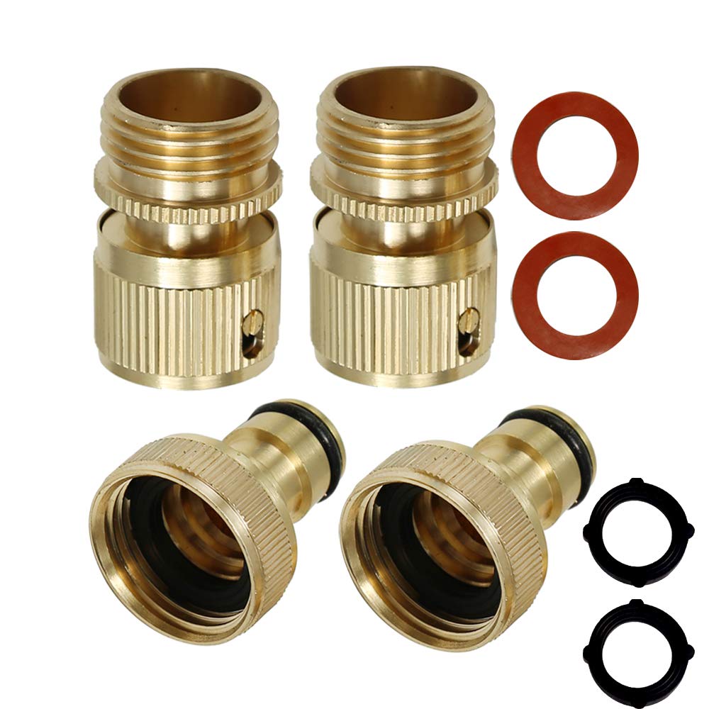 **Aynaxcol Solid Brass Garden Hose Quick Connect - 3/4 Inch GHT Water Hose Fittings - Durable & Leak-Proof for Gardening, Car Washing & Outdoor Watering**