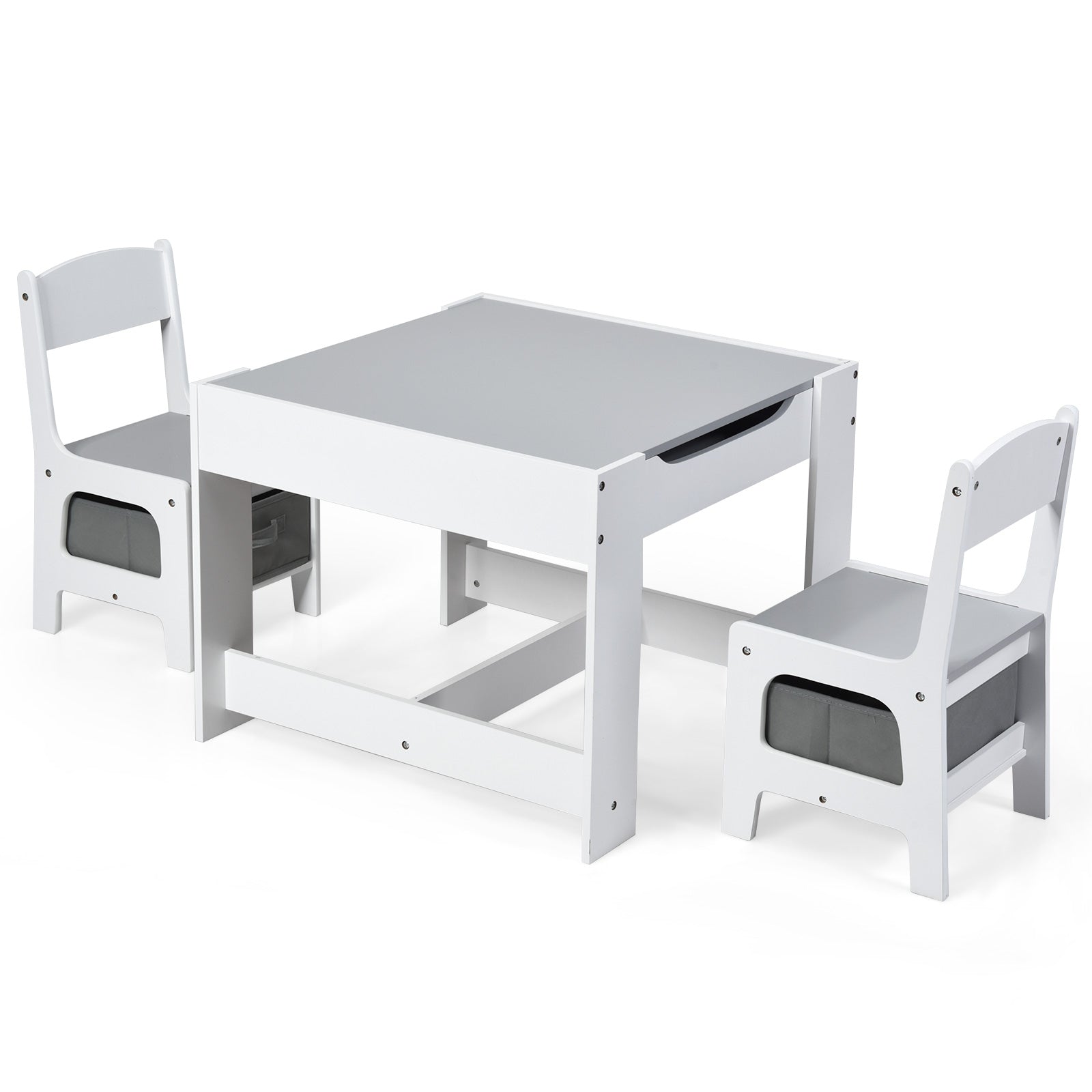 Kids Table and Chairs Set with Storage Boxes, Blackboard & Whiteboard for Drawing - Perfect for Playroom, Classroom, and Creative Activities at Home