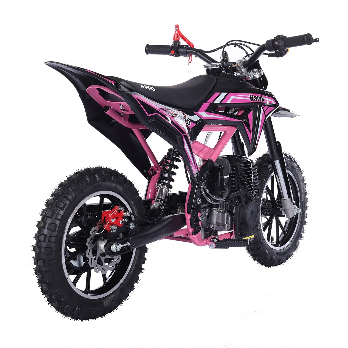 X-PRO Hawk Mini 40CC Gas Powered 4-Stroke Dirt Bike for Kids - Pull Start, 10 Inch Wheels, Off-Road Pit Bike (Pink) - Perfect for Backyard Riding, Trail Adventures & Motocross Training
