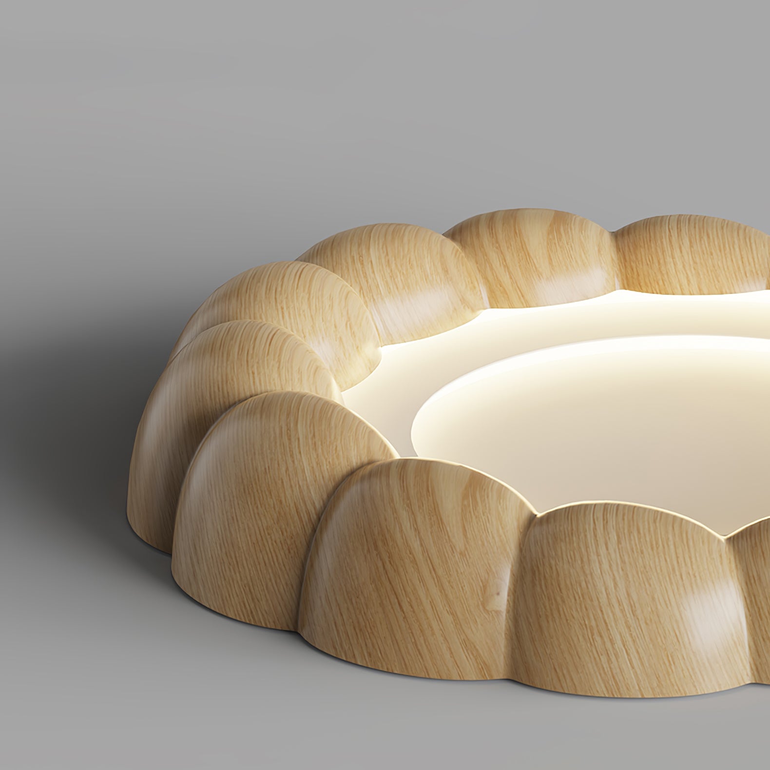 Modern Faux Wood Ripple Ceiling Light Fixture - Water Wave Design LED Chandelier for Living Room, Bedroom & Dining Room Decoration