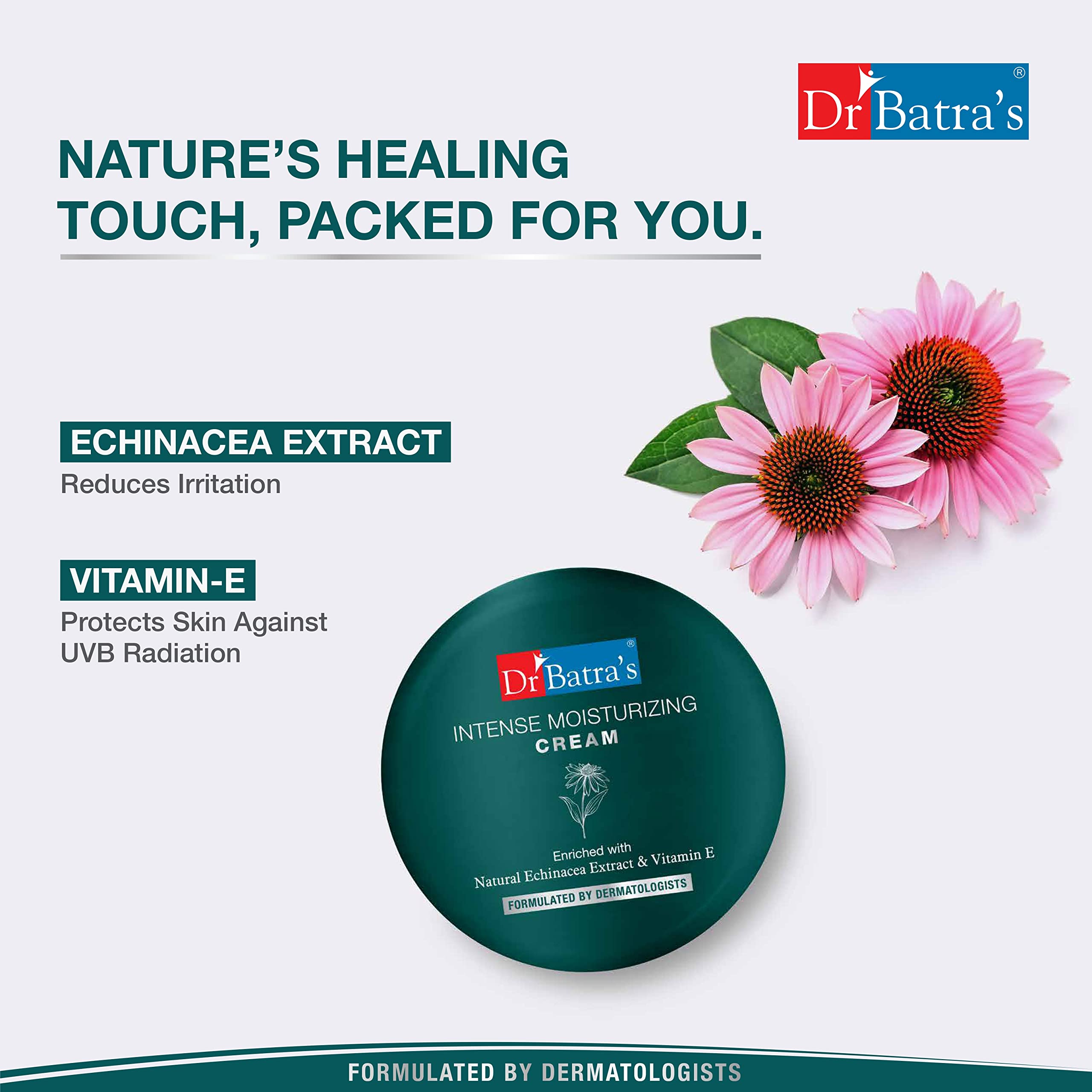 Dr. Batra's Intense Moisturizing Cream with Natural Echinacea & Vitamin E (100g) + Skin Toner (100ml) - Hydrating Face Moisturizer for Dry Skin - Daily Skincare Routine for Women & Men