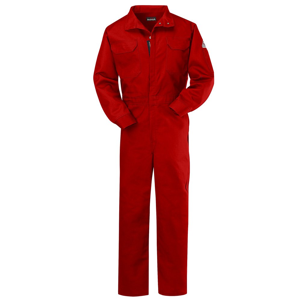 Bulwark Premium FR Coverall - EXCEL Flame Resistant Workwear, Long Sizes up to 50, Red - Ideal for Electricians, Welders & Industrial Workers