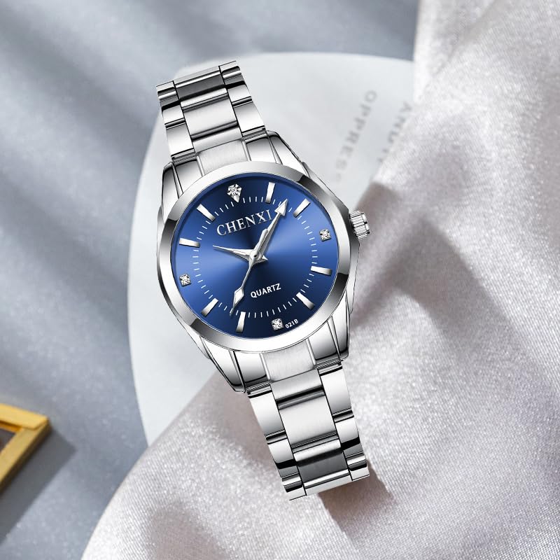 MASTOP Women's Silver Stainless Steel Watch - Waterproof, Luminous for Office & Evening Wear