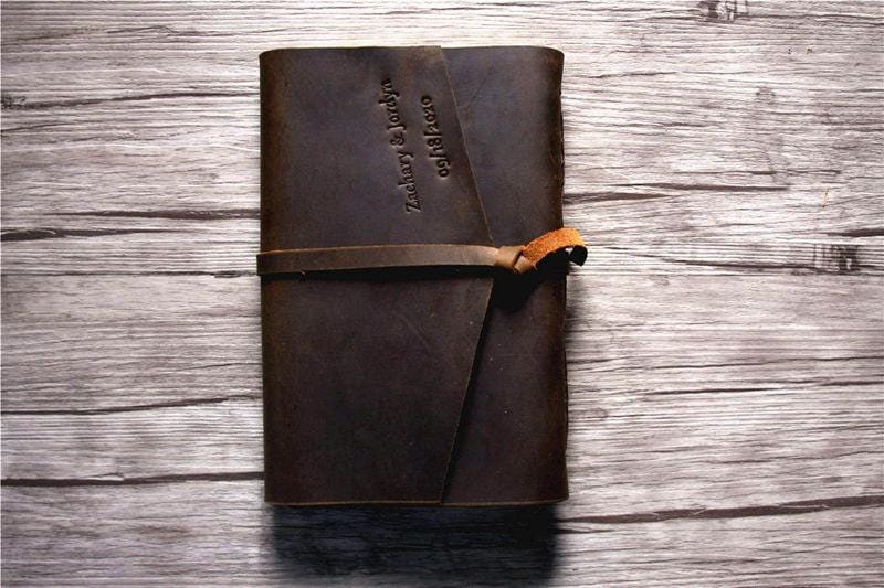 Personalized Leather Funeral Guest Book - Elegant Memorial Guestbook for Funeral Services, Memorials & Celebrations of Life - Custom Engraved Keepsake for Condolences & Tributes