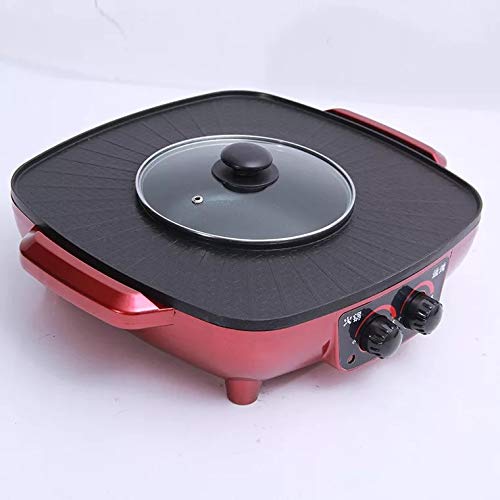 2-in-1 Electric Hot Pot & Grill - Indoor BBQ Grill with Hot Pot Function, Electric Skillet for Home Cooking, Perfect for Family Gatherings & Winter Meals