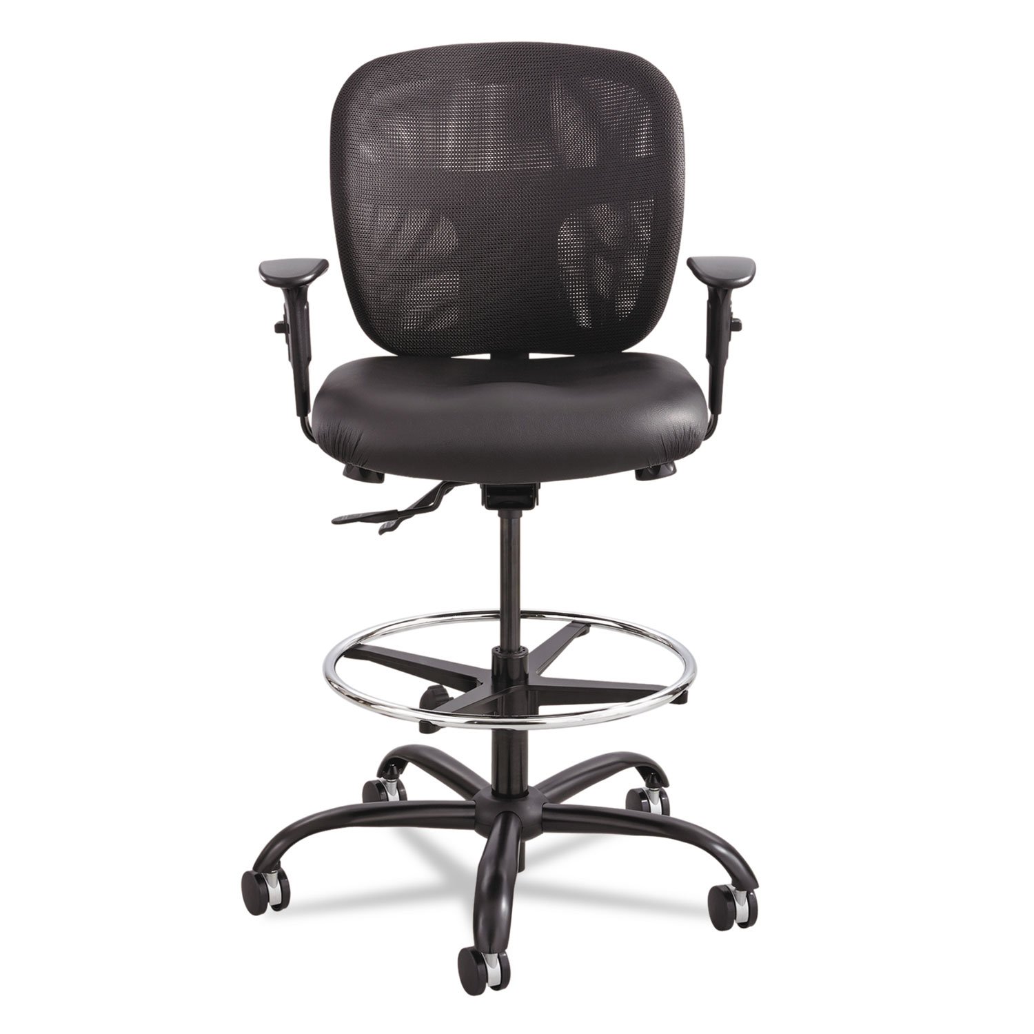 Safco Vue Ergonomic Mesh Back Computer Chair - Heavy Duty Stool with 350 lbs Weight Capacity, 360° Swivel & 5-Star Base (Black) - Perfect for Home Office, Gaming & Workspaces