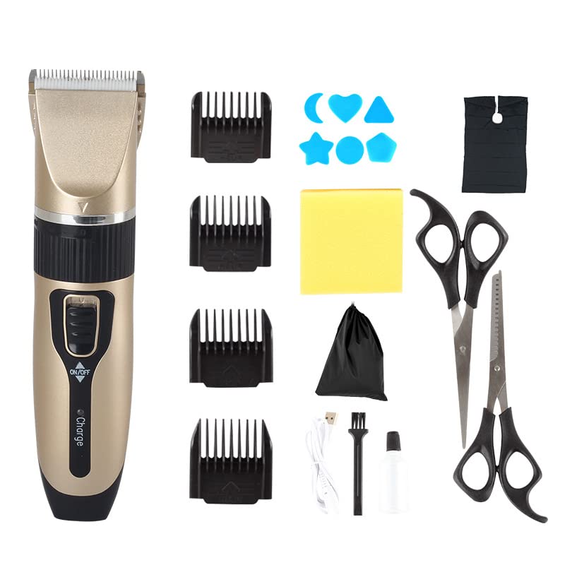 Professional Hair Clippers for Men & Women - Cordless Electric Hair Trimmer Kit with Beard Shaver, Barber-Grade Strong Power (Gold A1) - Perfect for Home Haircuts, Beard Grooming & Salon Styling