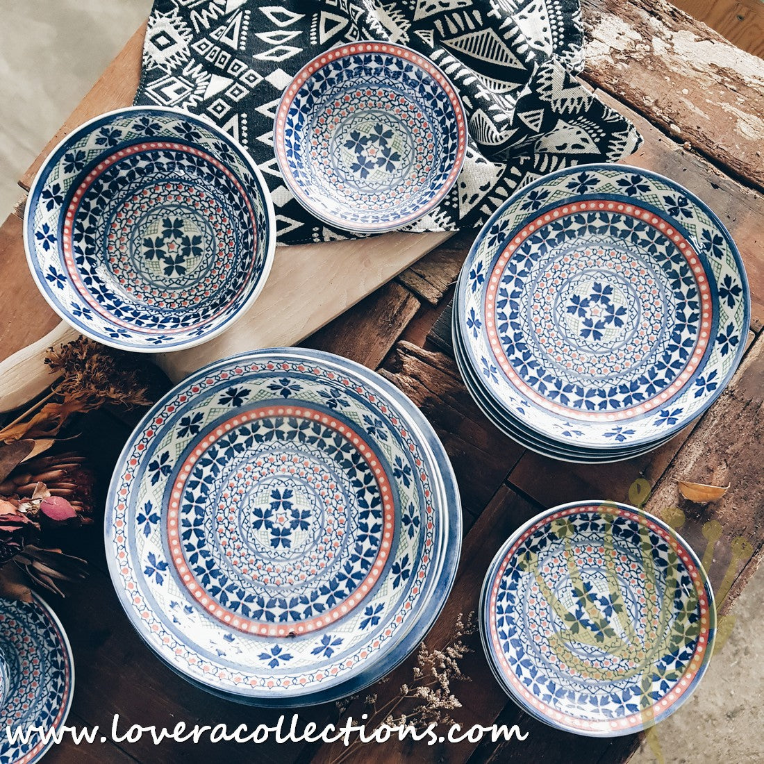 Awasaka Japan Blue Four Leaves Tea & Dinnerware Set - Premium Japanese Ceramic Tableware for Tea & Dining - Perfect for Home, Restaurants & Gifts
