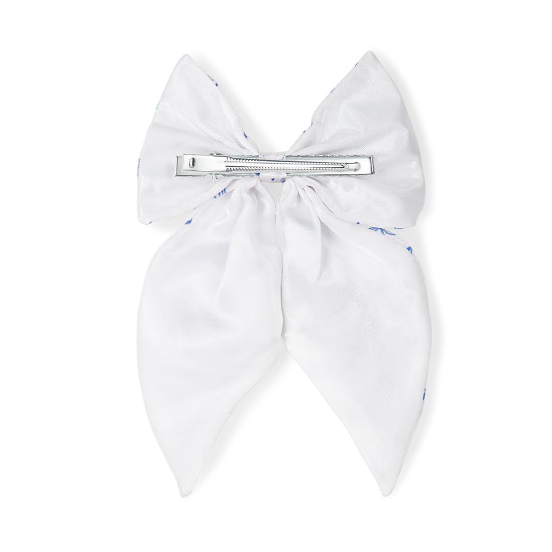 Floral Hair Bow Clip for Women & Girls - Comfortable Anti-Hair Breakage Hair Accessory | Stylish Gift for Birthday, Wedding & Party | Pack of 1 White Ribbon Bow for Everyday Wear & Special Occasions