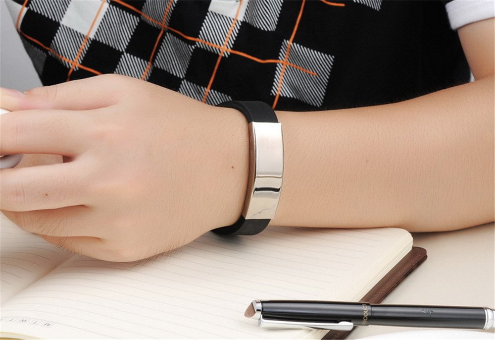 Custom Morse Code Bracelet for Men - Personalized Stainless Steel Nameplate & Silicone Cuff Bracelet - Engraved Black Bracelet Gift for Husband, Dad, Boyfriend or Son - Perfect for Anniversaries, Birthdays & Everyday Wear