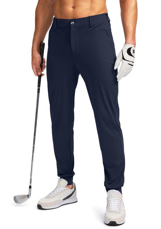 Pudolla Men's Slim Fit Golf Joggers Pants with Zipper Pockets - Stretchable Lightweight Sweatpants for Casual Wear & Golfing | Perfect for Golf Course, Office & Weekend Outings