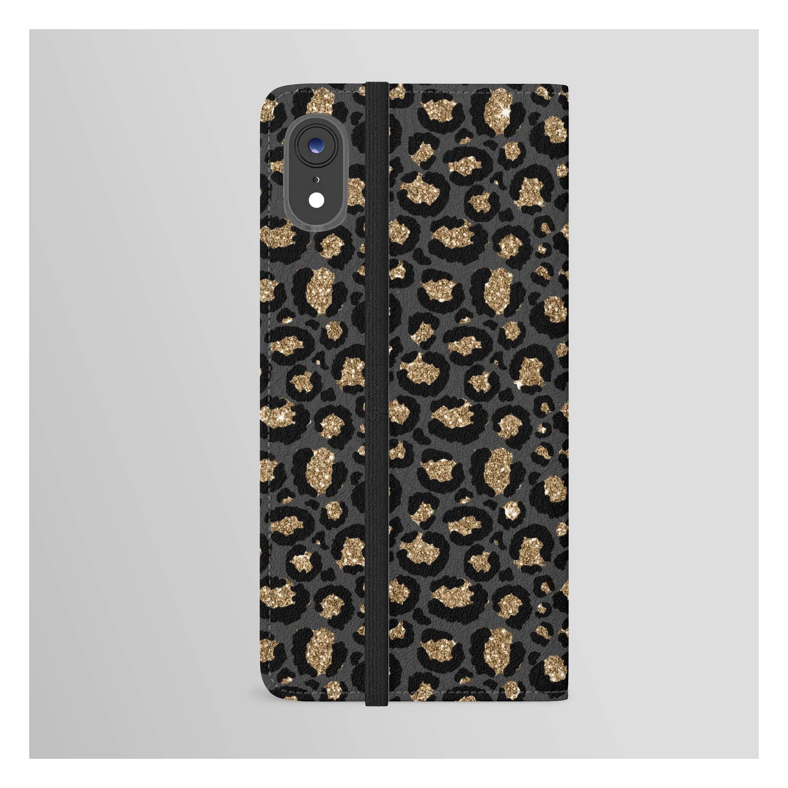 Rose Gold Leopard Print Phone Wallet Case for iPhone XR - Stylish Black Gold Pattern by Society6 | Perfect for Everyday Use & Fashion Accessories