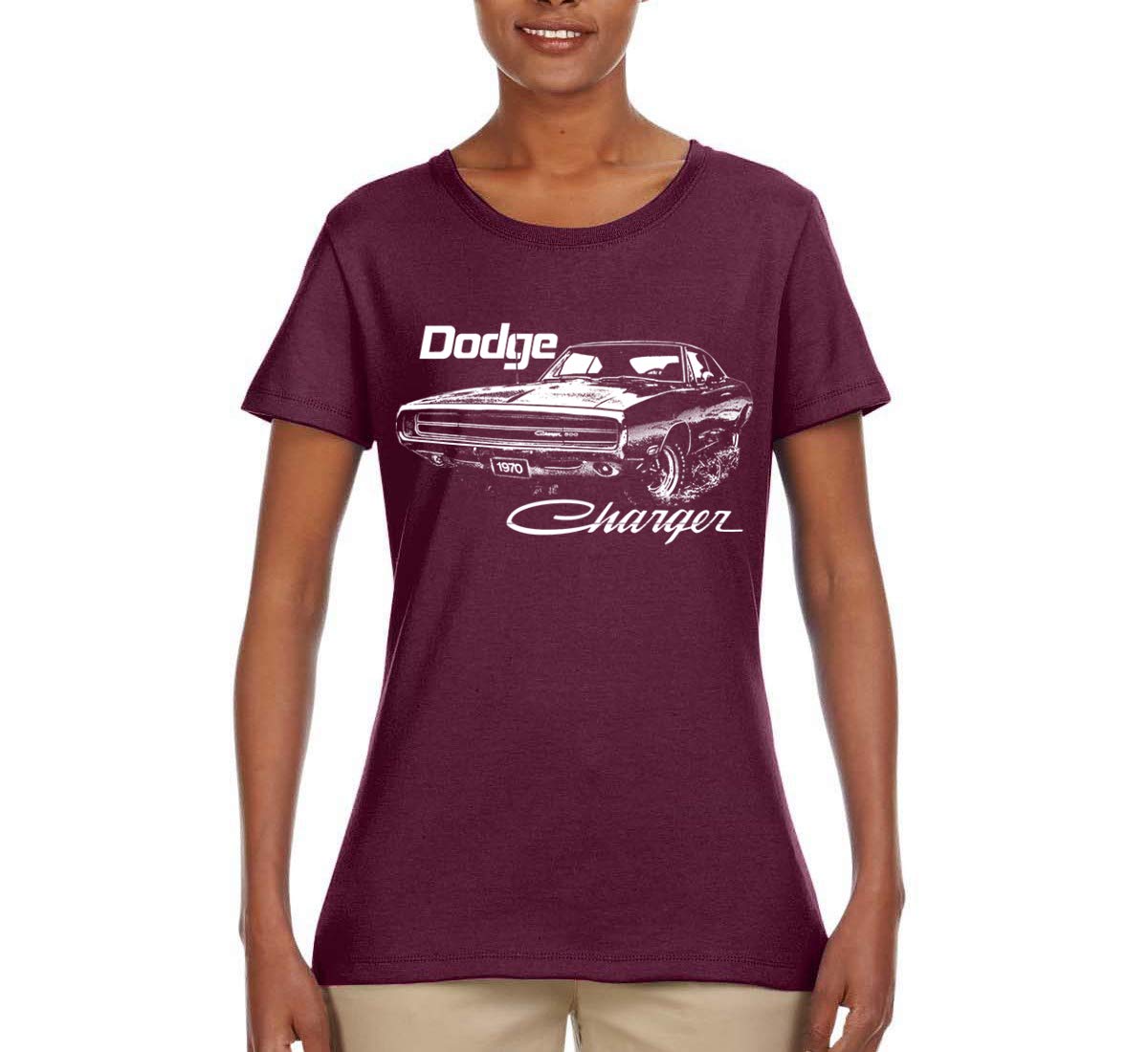 Vintage 1970 Dodge Charger Racing Graphic T-Shirt for Women - Retro Muscle Car Design - Casual Wear & Car Enthusiast Gift