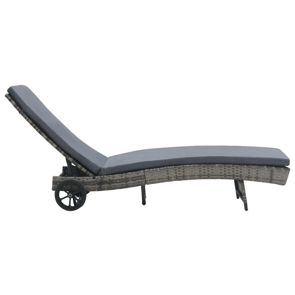 Premium CHARMMA Sun Lounger with Wheels & Cushion - Durable Poly Rattan in Anthracite - Perfect for Poolside, Patio, and Outdoor Relaxation