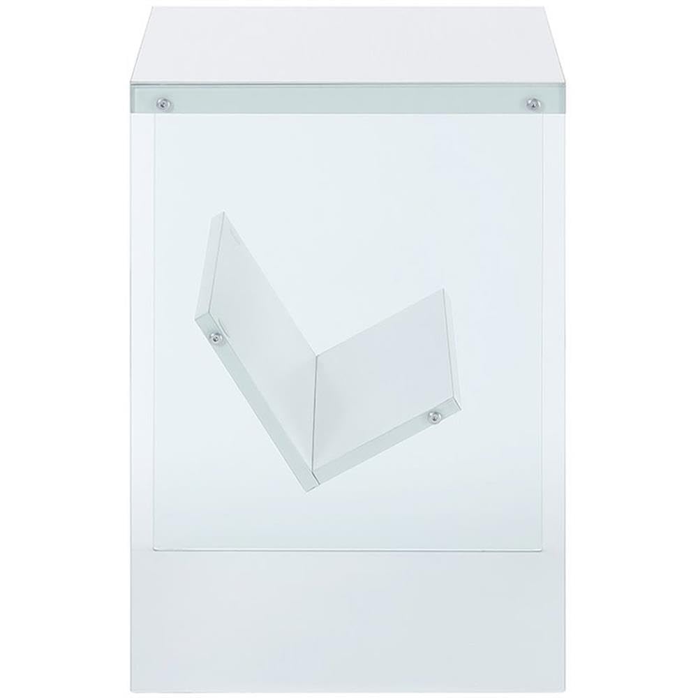 White Wood Finish & Clear Glass End Table Set of 2 - Modern Side Table for Living Room, Bedroom, or Office - Perfect for Coffee, Books, and Decor