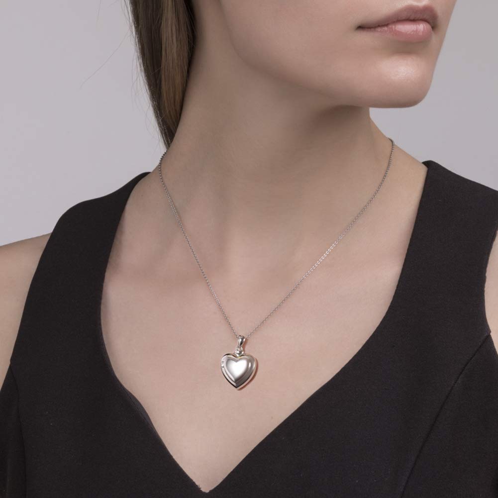S925 Sterling Silver Mom Dad Forever in My Heart Urn Pendant Necklace - Cremation Jewelry for Ashes, Memorial Keepsake Gift for Women (Mom) - Perfect for Remembrance, Funeral Services & Special Occasions