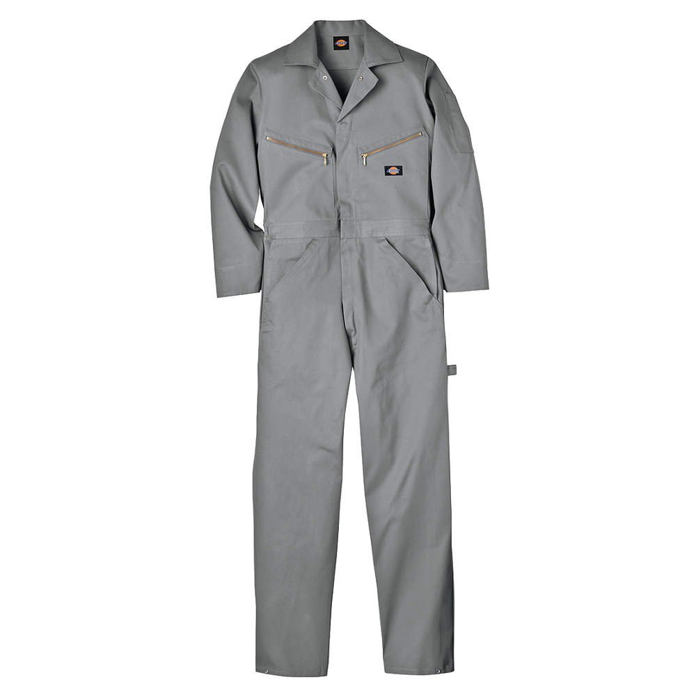 Men's Long Sleeve Cotton Coveralls - Light Gray Work Jumpsuit (Size LT) - Durable Protective Overalls for Construction, Painting & Industrial Work