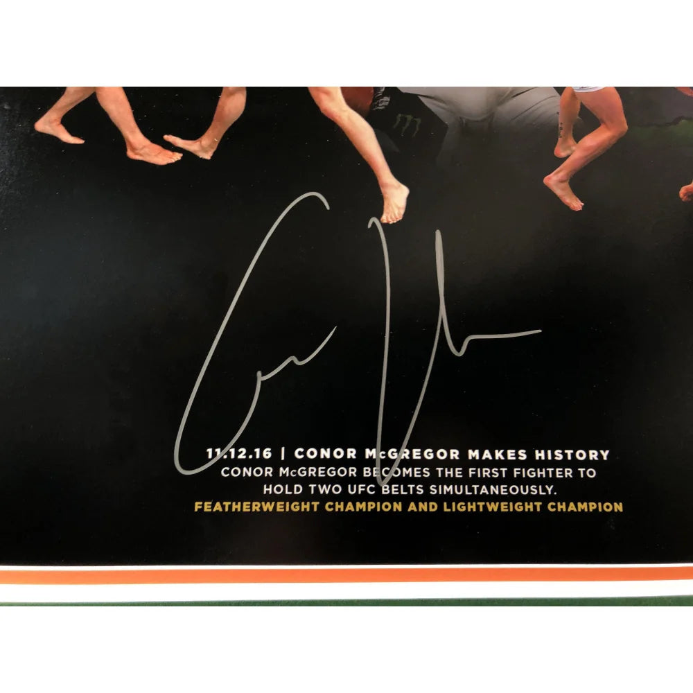 Authentic Conor McGregor Signed UFC 205 Championship Belt Framed Photo 20x24 with COA - vs Eddie Alvarez Autograph Memorabilia - Perfect for MMA Fans, Man Cave Decor & Sports Collectibles