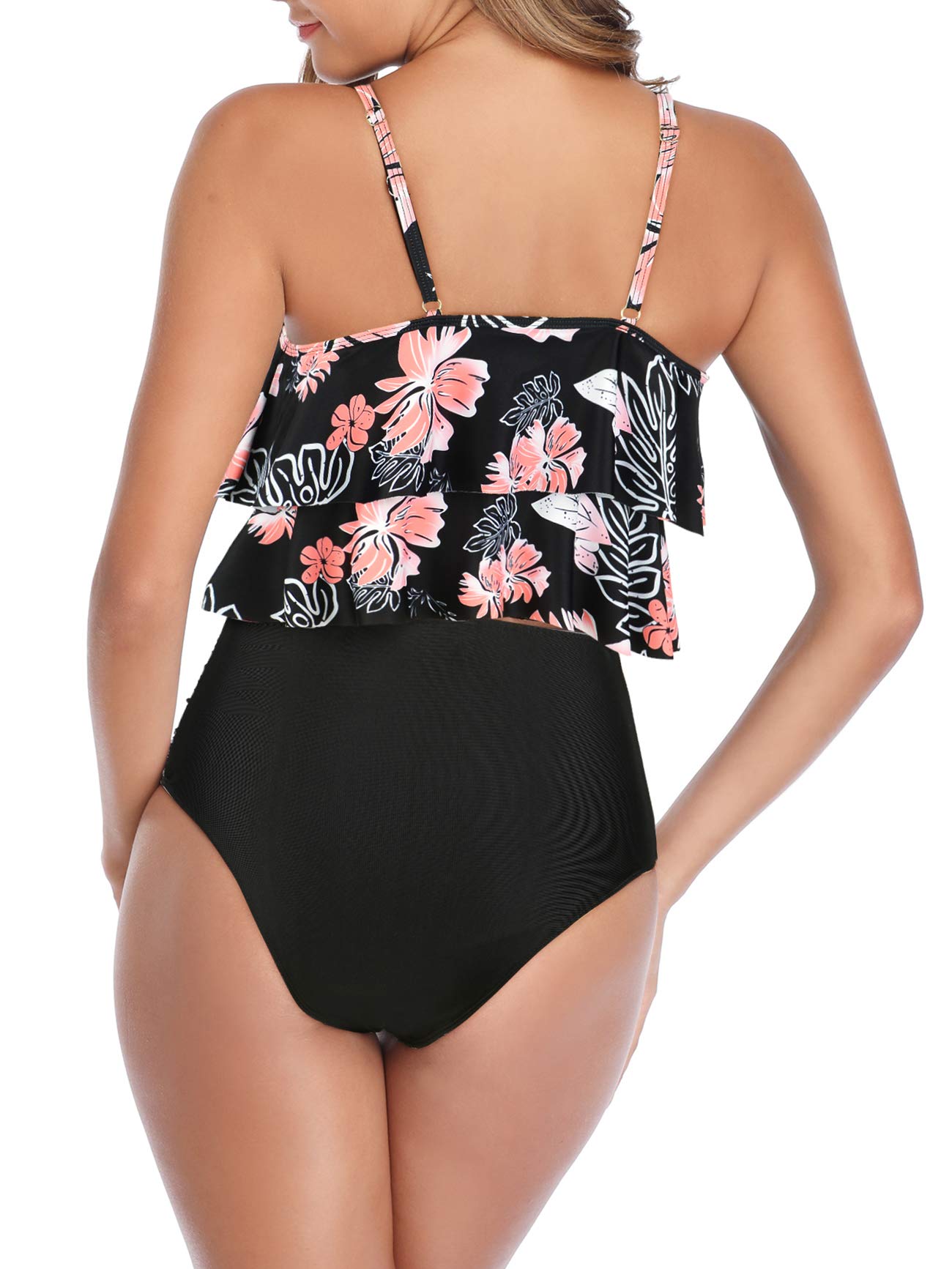 **High Waisted Tankini Swimsuits for Women – Flounce Top Tummy Control Bathing Suits | Trendy American Swimwear for Beach & Pool**
