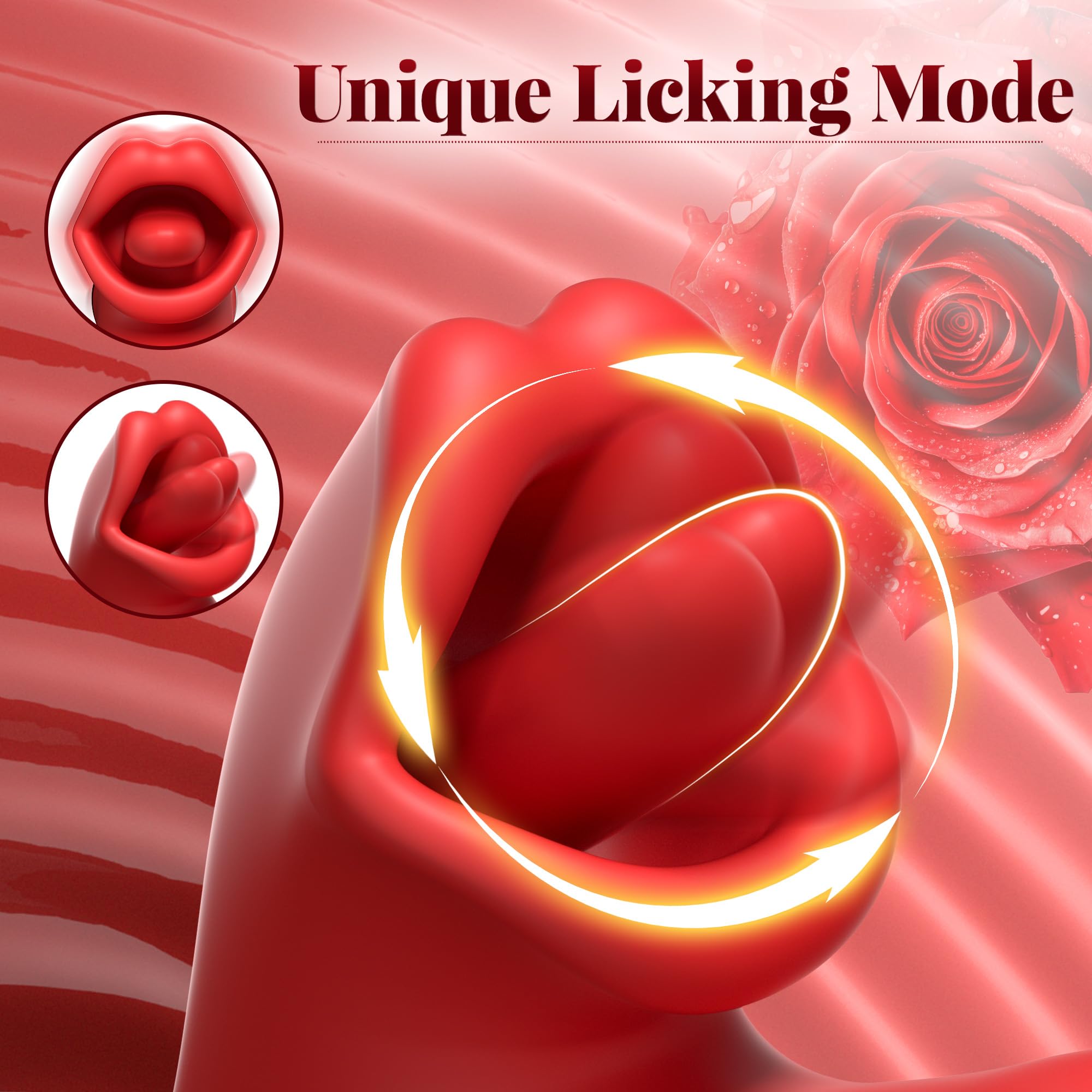 Luzine Vibrators for Women - 7 Licking & Flapping Modes Tongue Dildo Rose Sex Toy with 7 Vibration Patterns, G Spot & Clit Stimulator for Couples - Perfect for Solo Play, Foreplay, and Enhancing Intimacy in the Bedroom