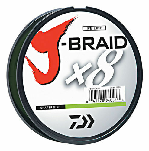 Daiwa J Braid X8 3300 Yards Chartreuse Green High-Strength Braided Fishing Line - Perfect for Saltwater & Freshwater Casting, Trolling, and Jigging