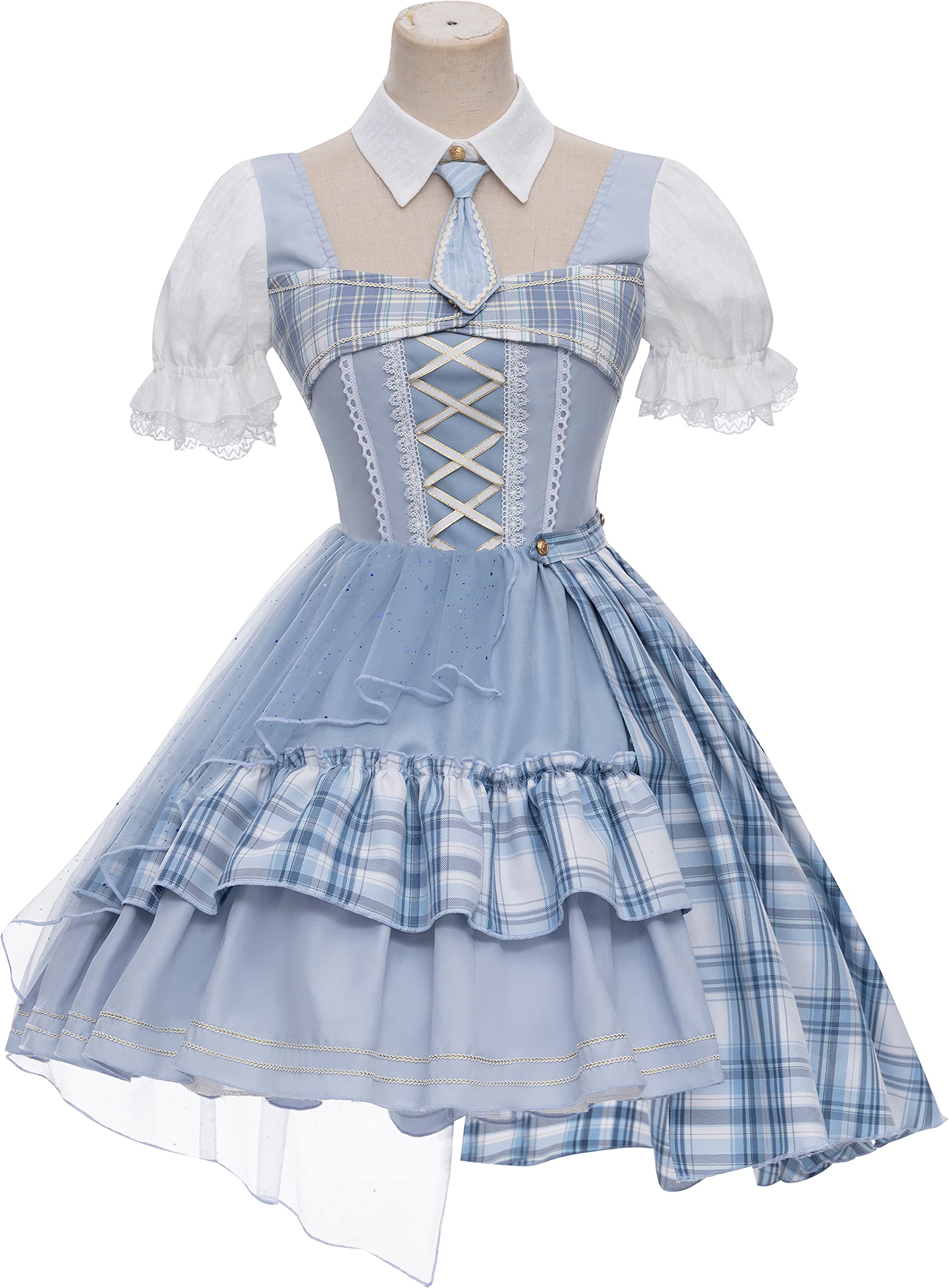 Sweet One Piece Lolita Dress - Plus Size Anime Cosplay Uniform in Blue - Women's Kawaii Fashion for Conventions, Halloween & Photoshoots