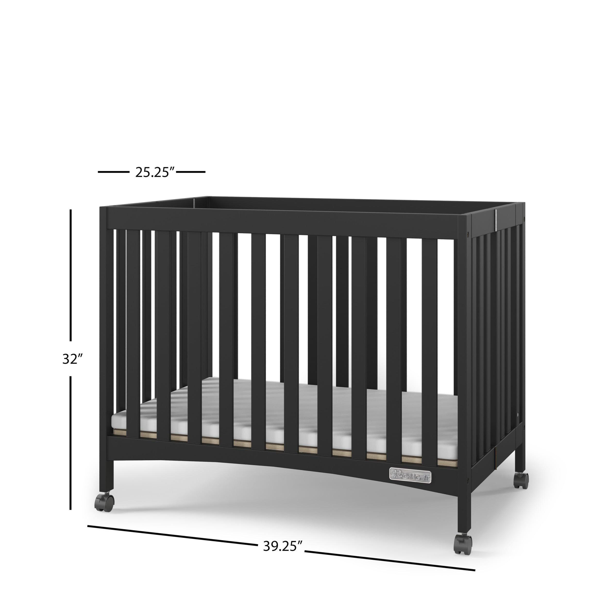 Child Craft London Mini Compact Folding Portable Crib with 2