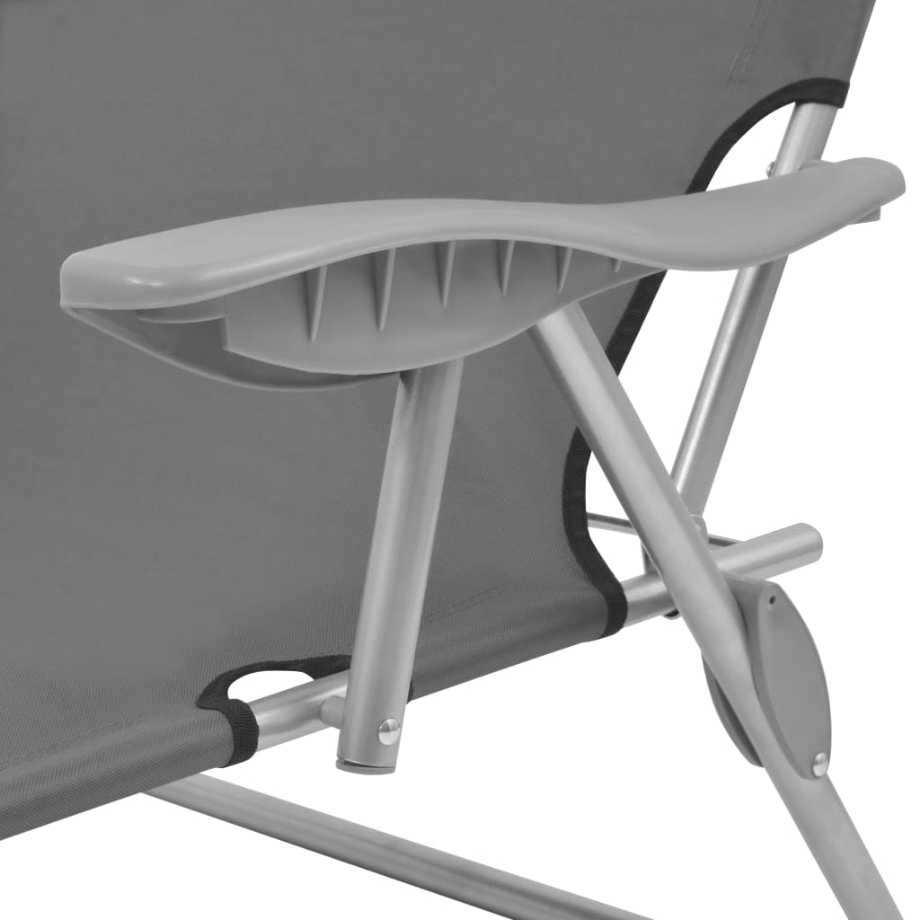 Premium Folding Chaise Lounge Chair for Outdoor - Adjustable Backrest & Canopy - Steel Gray Sun Lounger for Pool, Beach, Patio, Backyard, Deck | Perfect for Relaxing, Sunbathing & Outdoor Lounging