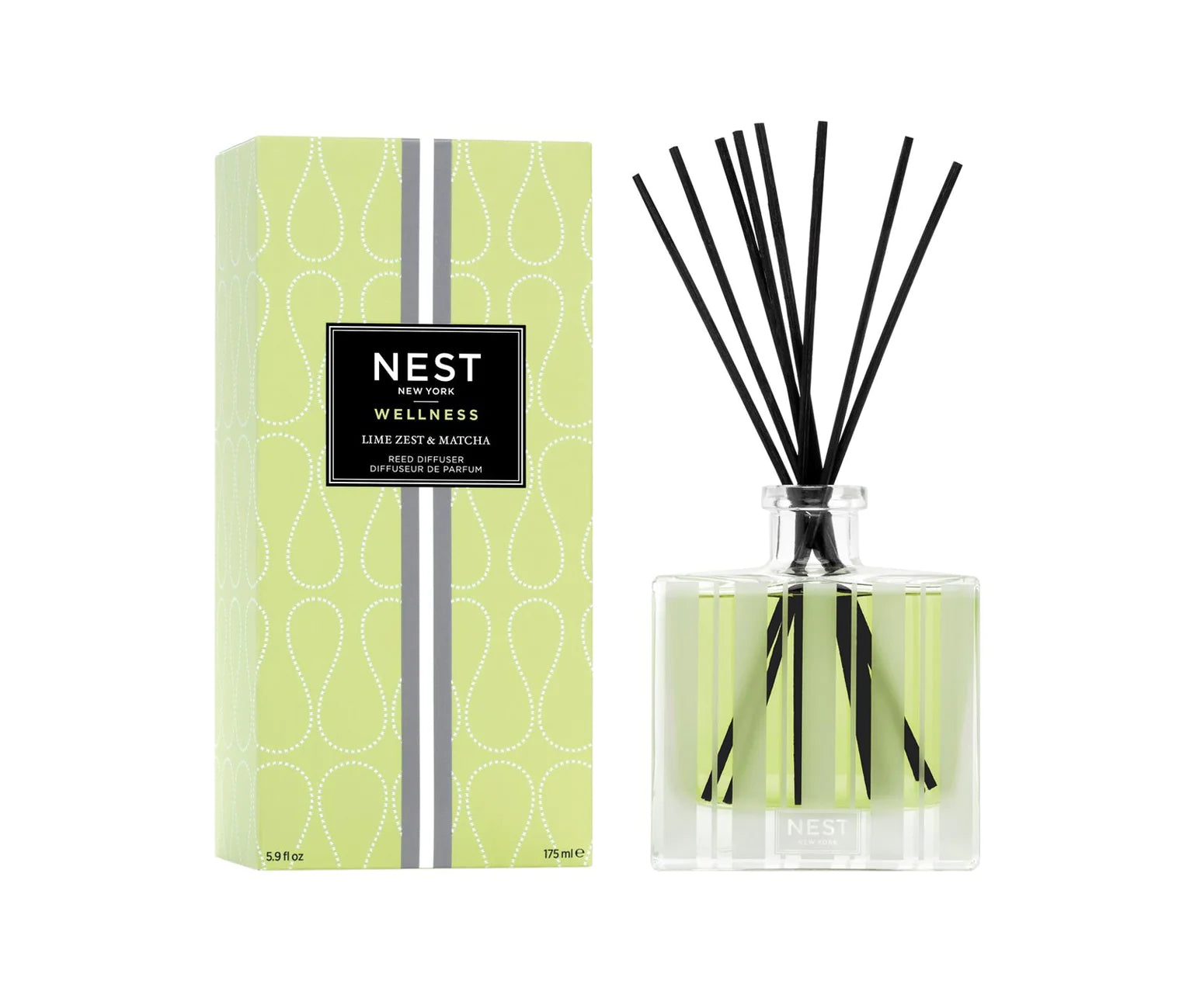Nest Lime Zest & Matcha Reed Diffuser - Refreshing Home Fragrance Oil Set for Living Room, Bedroom & Bathroom - Long Lasting Aromatherapy for Relaxation & Stress Relief