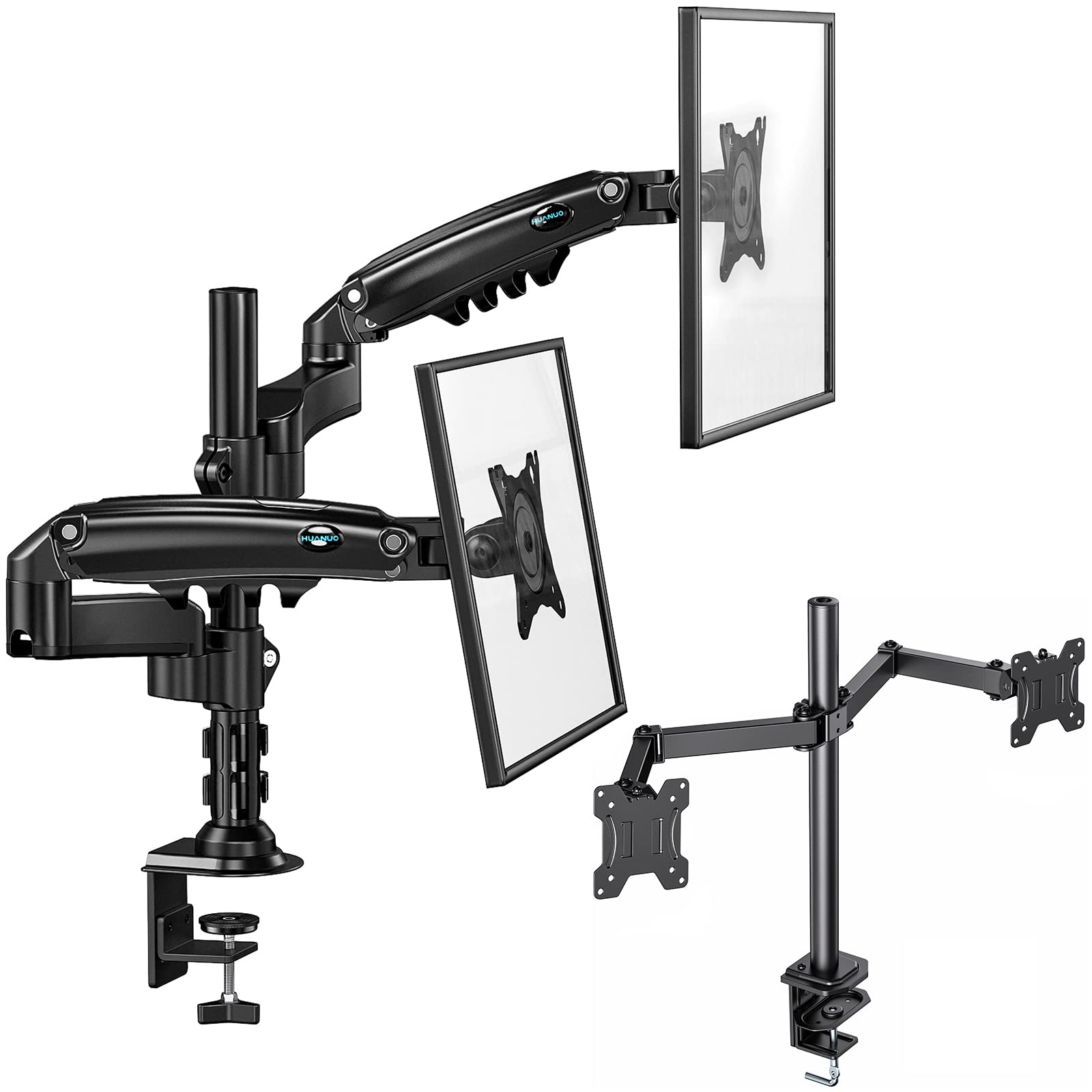 HUANUO Dual Monitor Stand - Adjustable Ergonomic Monitor Mount for 2 Screens up to 32