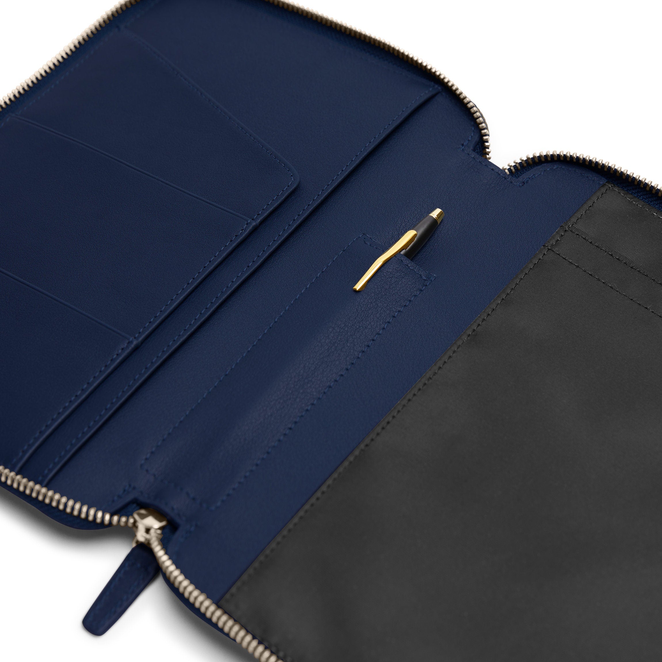 Premium A5 Zippered Journal Notebook - Navy Blue Leather Cover, 120gsm Thick Paper, Perfect for Writing, Sketching & Travel Journaling