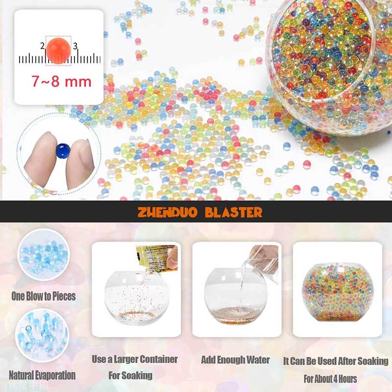 Premium 7-8mm Gel Ball Bottle - 40,000pcs Water Beads for Gel Blaster, Splatter Ball & Outdoor Games - Perfect for Backyard Battles, Team Building & Stress Relief Activities