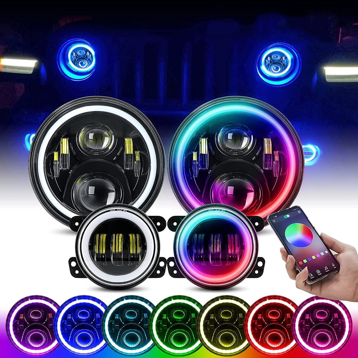 Jeep Wrangler RGB LED Headlights - 7