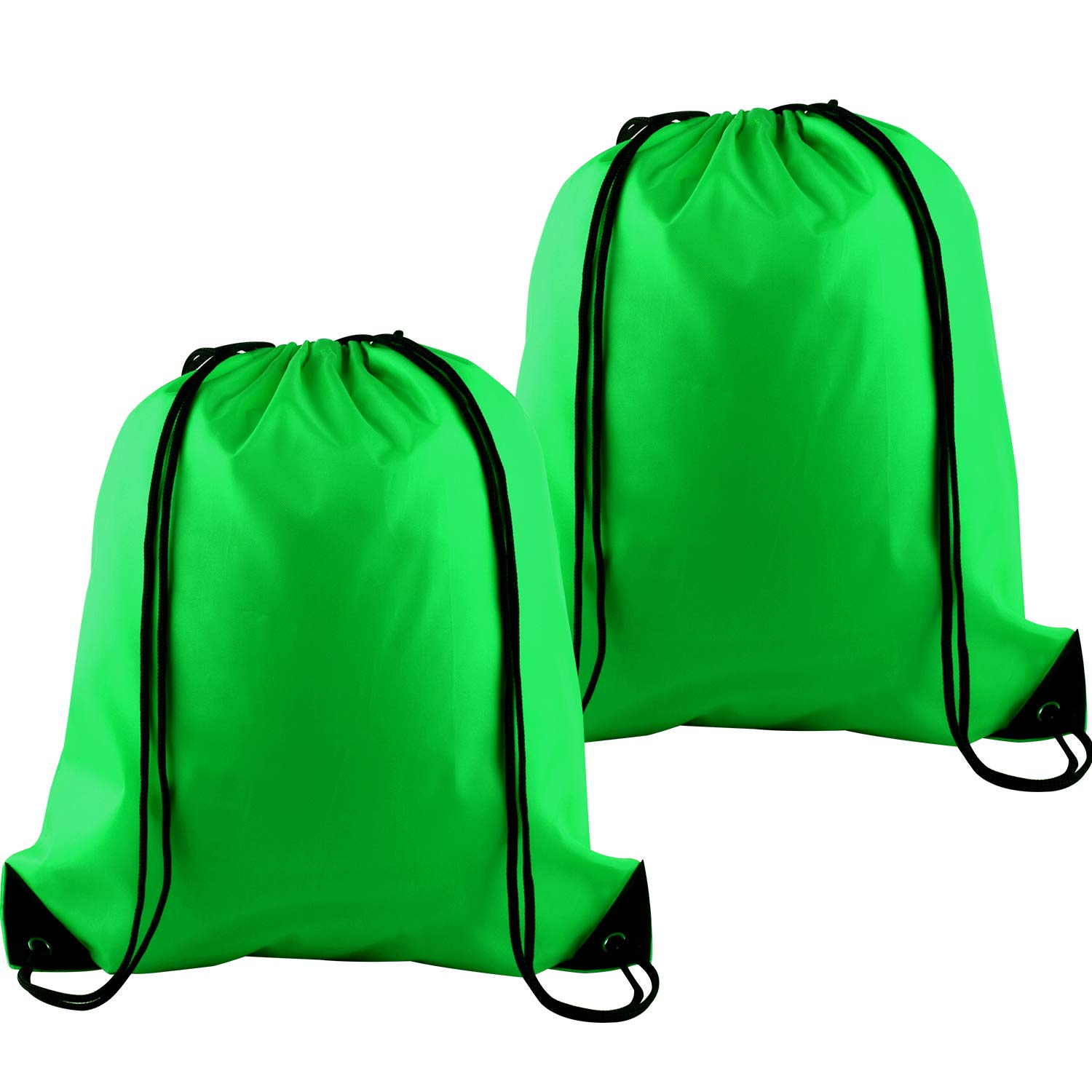 PLULON 2-Pack Green Drawstring Backpacks - Lightweight Cinch Sack Gym Bags for Yoga, Travel, Sports & Outdoor Activities | Perfect for Gym, Beach, School & Camping Essentials
