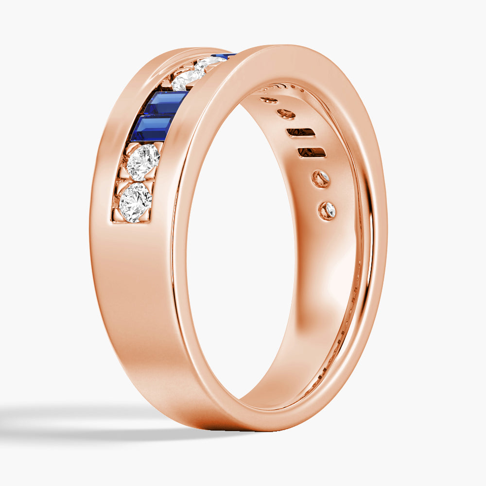 7.5mm Sapphire and Moissanite Men's Wedding Band Ring - Durable Luxury Wedding Ring for Men, Perfect for Engagement, Anniversary and Special Occasions