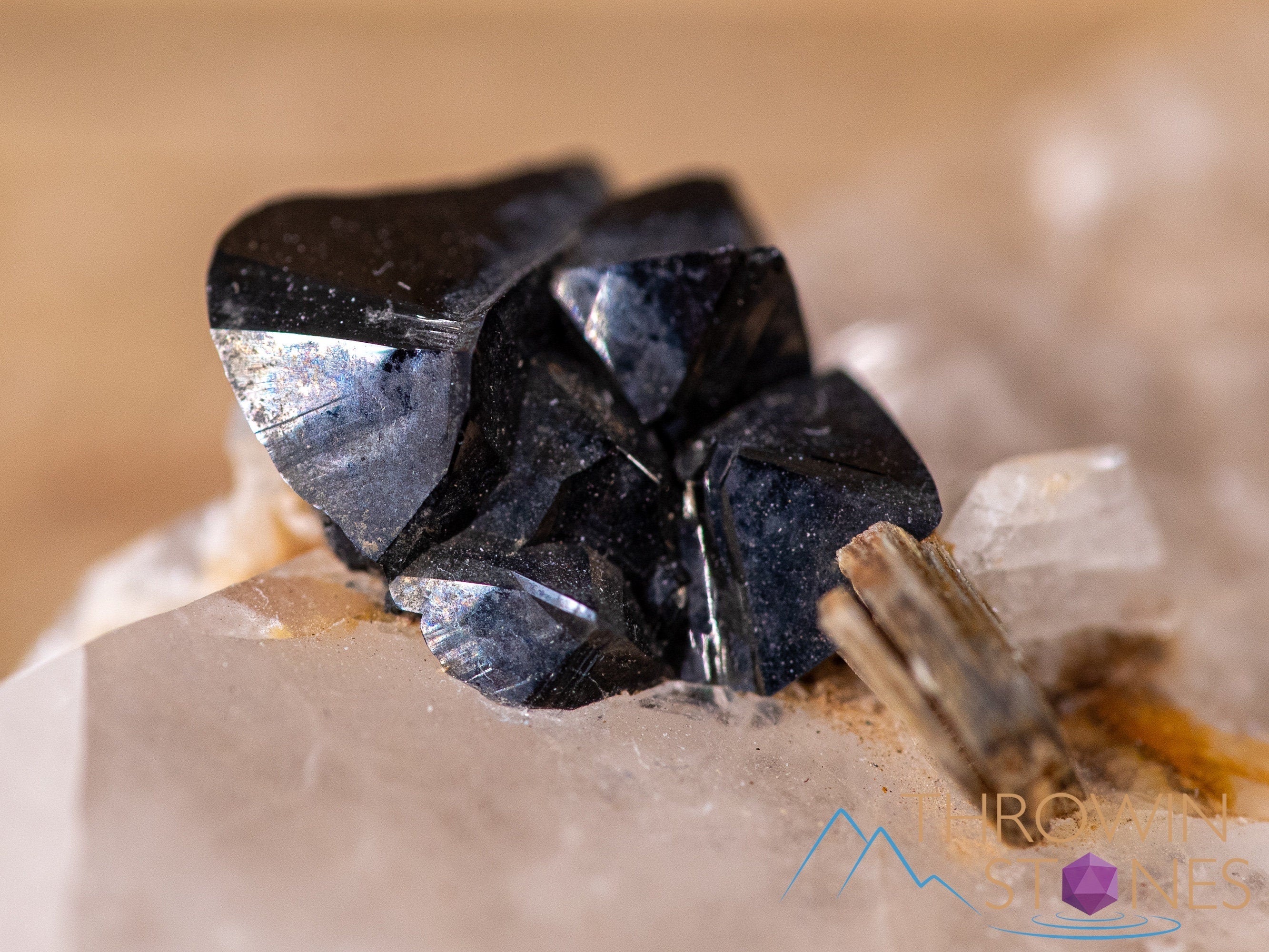 Natural Cassiterite on Quartz Raw Crystal Cluster - Healing Stone Collection, Mineral Specimen for Home Decor, Housewarming Gift, Meditation & Energy Work