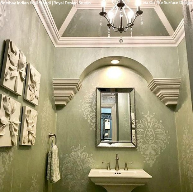 Bombay Paisley Damask Wall Stencil - Reusable DIY Painting Template for Home Decor, Accent Walls, and Furniture - Perfect for Bedrooms, Living Rooms, and Craft Projects