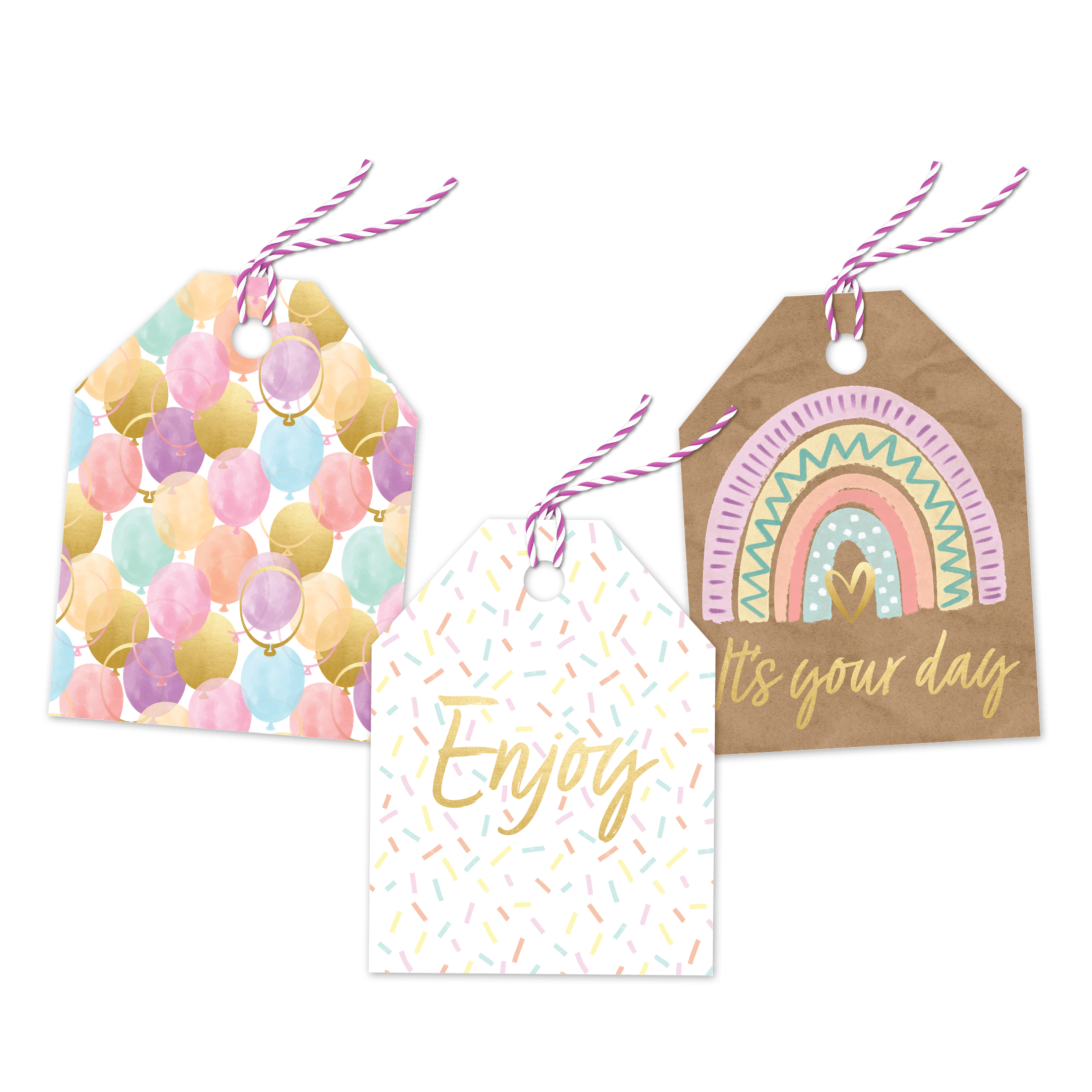 Birthday Gift Tags Assortment - Colorful Party Favor Labels for Wrapping, Bags & DIY Crafts