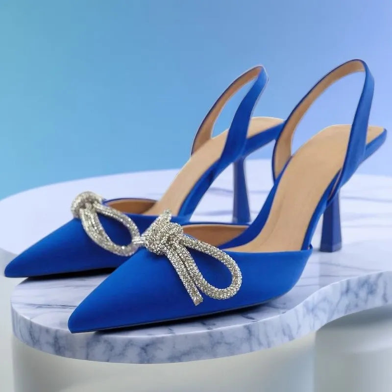Blue Women's Mueller Pointed Toe Bow Heeled Sandals - Sexy Summer Fashion High Heels for Women | Perfect for Weddings, Parties & Date Nights