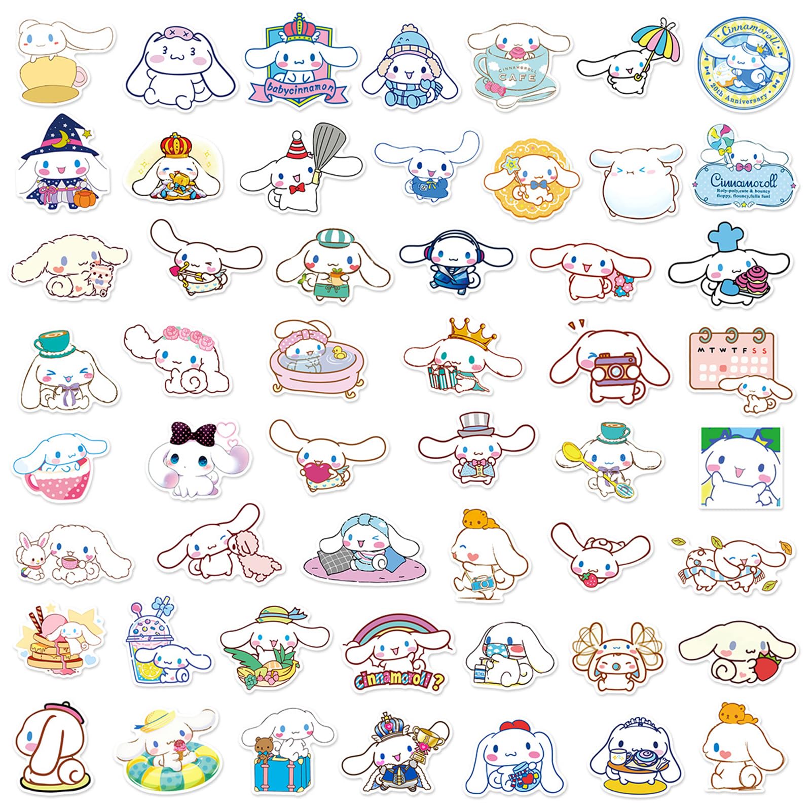 50PCS Cinnamoroll Stickers - Waterproof Vinyl Cut Stickers for Kids, Teens & Adults - Perfect for Water Bottles, Laptops, Skateboards, Phones & More - Cute Sanrio Character Decals for School, Office & Home Decor