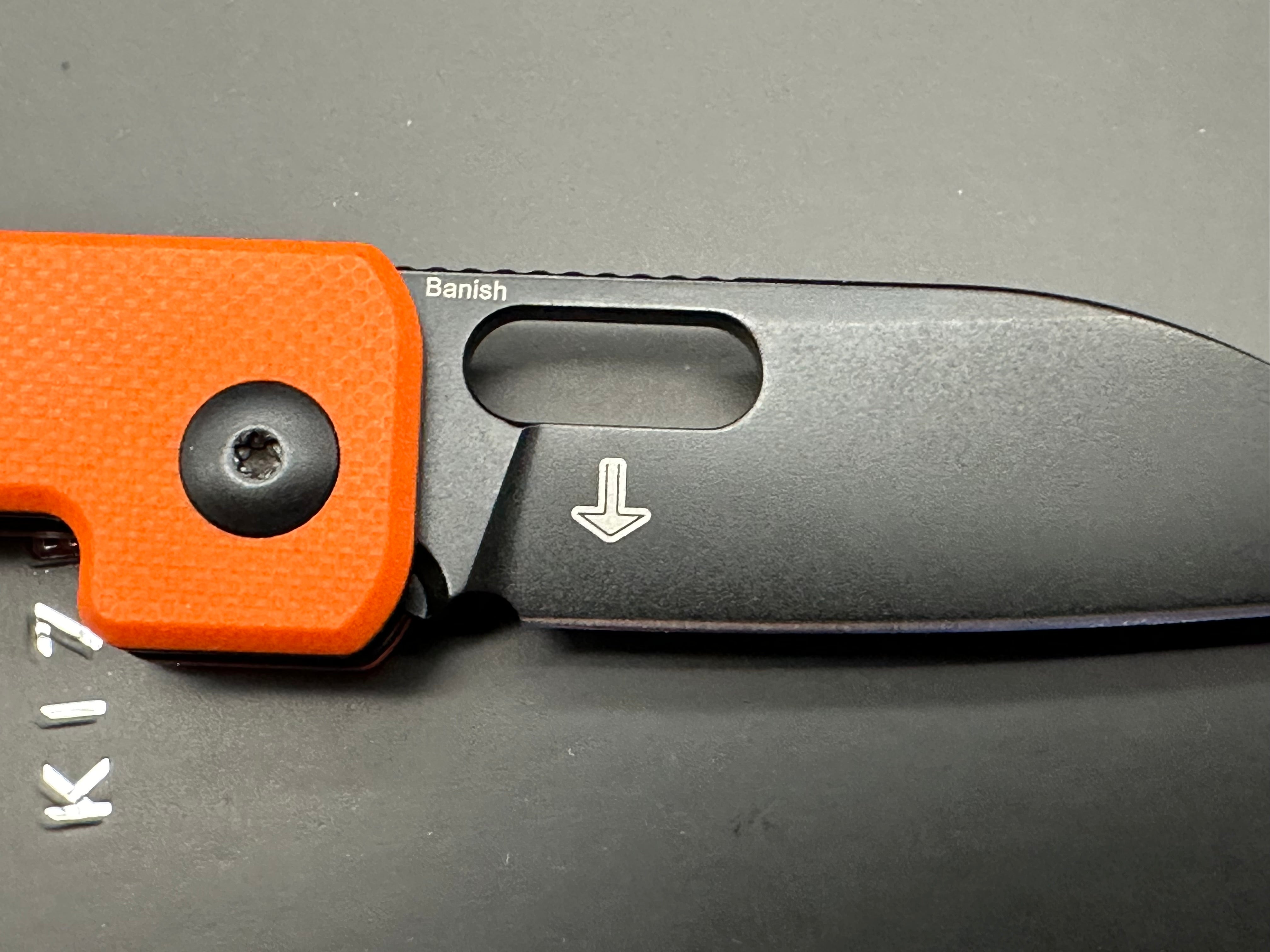 Kizer Banish Folding Knife - Nitro V Steel Blade, Button Lock, Orange Textured G10 Handle - EDC Pocket Knife for Outdoor, Camping & Everyday Carry