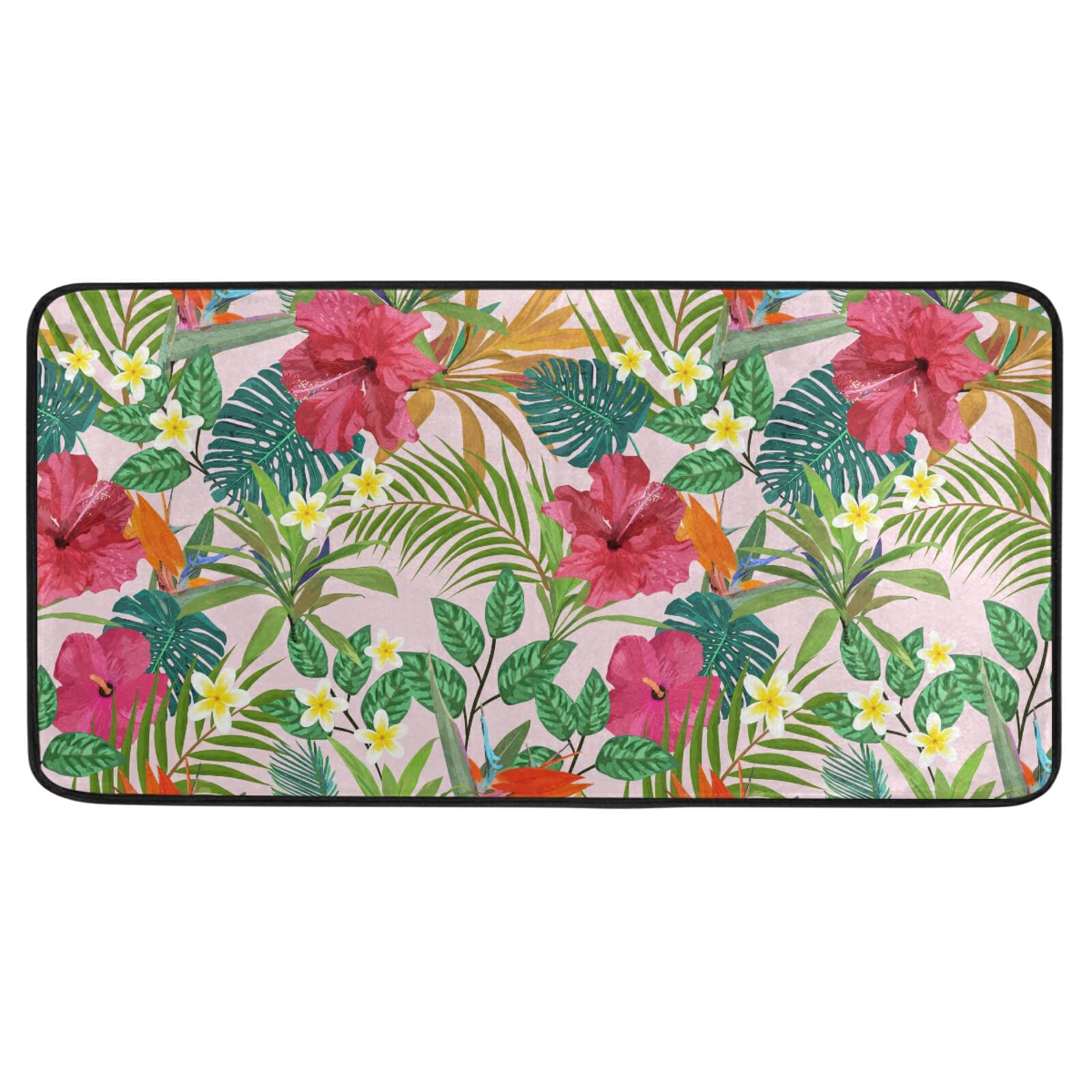 Non-Slip Washable Kitchen Rugs - Absorbent Floral Spring Red Floor Mats with Cushioning for Sink Area, Farmhouse Kitchen & Bathroom, 39x20 Inch Runner - Perfect for High-Traffic Areas, Spill Protection & Comfort While Cooking