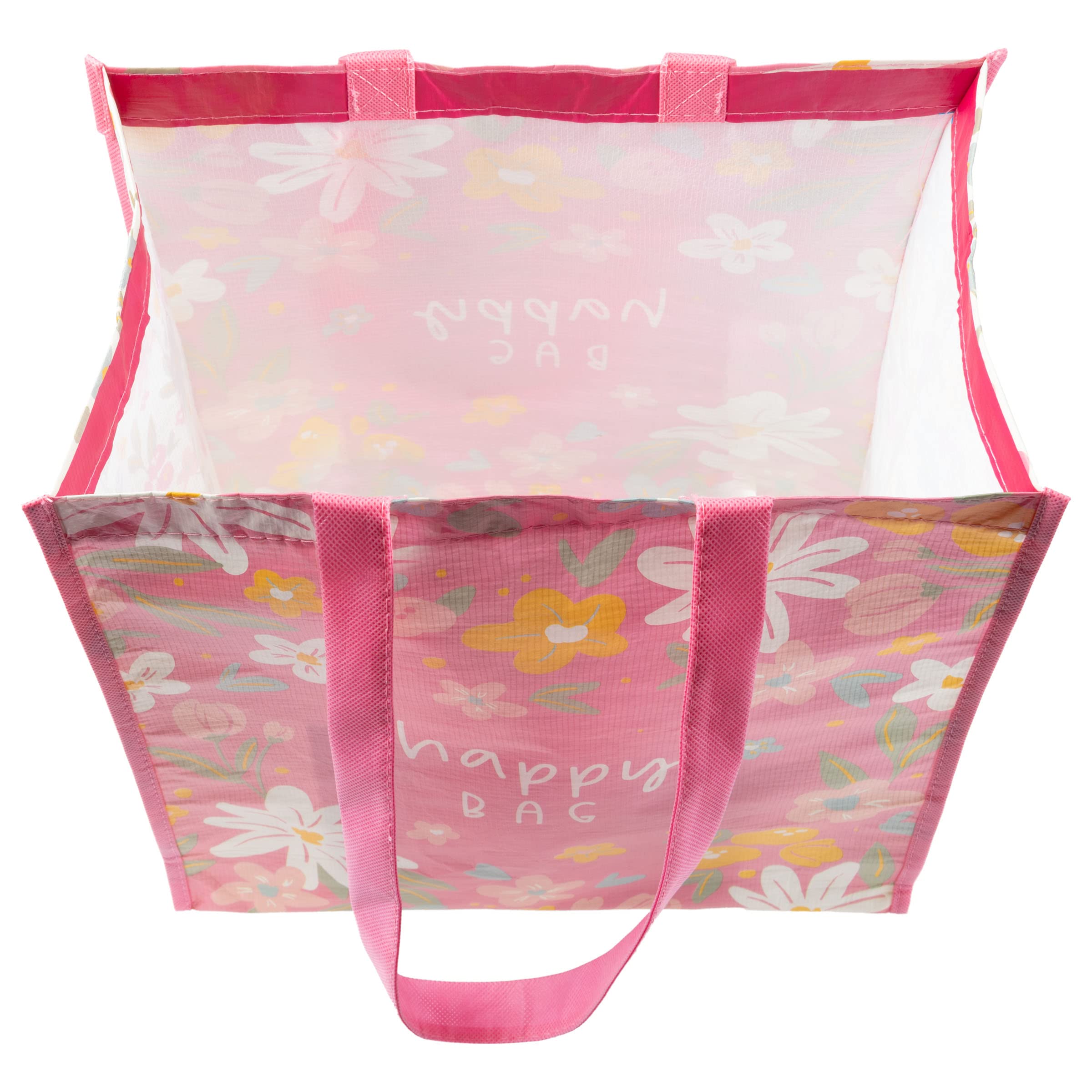 Eco-Friendly Karma Reusable Gift Bags - Durable Tote & Party Gift Bags with Handles - Perfect for Birthday Presents, Christmas Gifts & Events (Pack of 2, Large RPET Happy Bags) - Great for Holiday Wrapping, Baby Showers & Sustainable Gift Giving