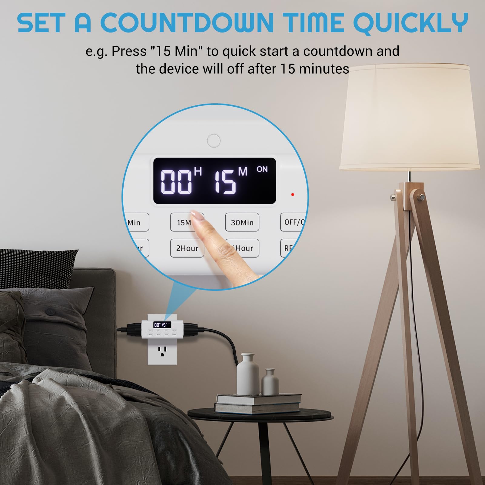 99-Hour Digital Countdown Timer Outlet with Large LCD Screen & Auto Shut Off - 2 Pack for Home, Office, Vacation Security - Perfect for Chargers, Lights, Appliances & Energy Saving